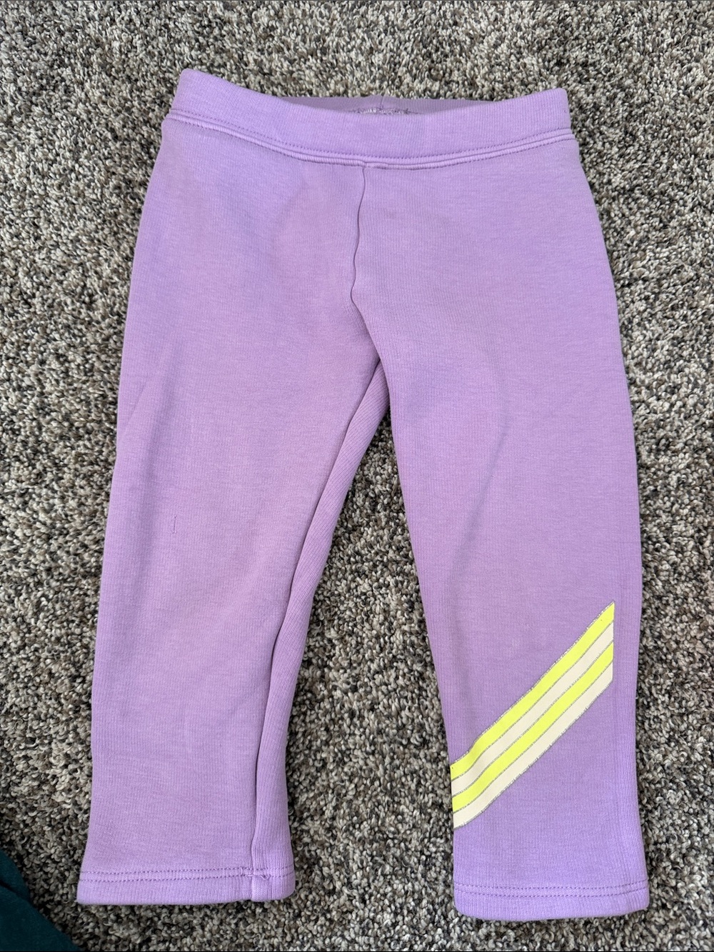 Baby gap fleece lined purple leggings with sparkly green stripe size 2T